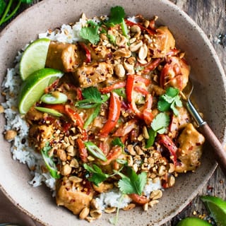 Saute Coconut Chicken Rice Dish